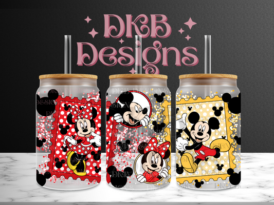 Stamps 16oz glass can UV DTF