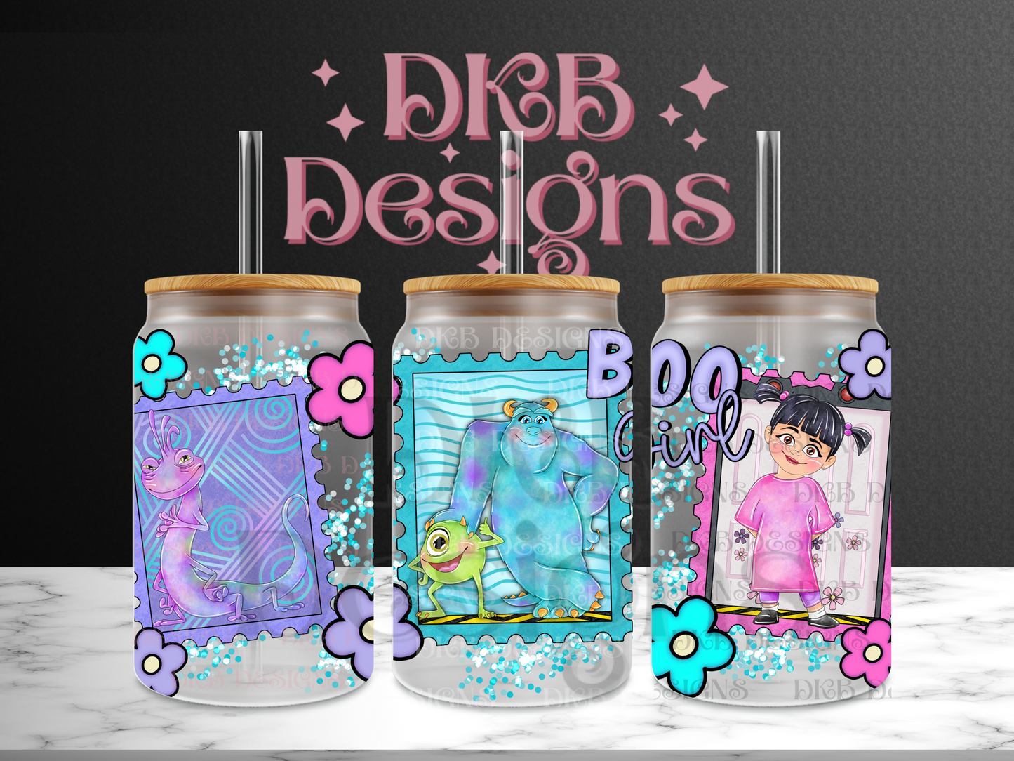Stamps 16oz glass can UV DTF