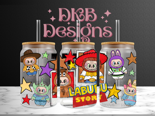 Monsters 16oz glass can UV DTF