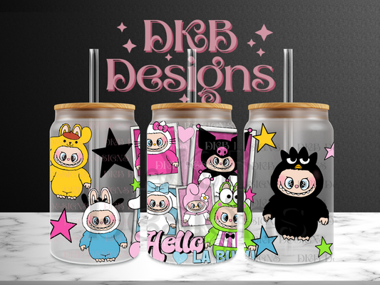 Monsters 16oz glass can UV DTF