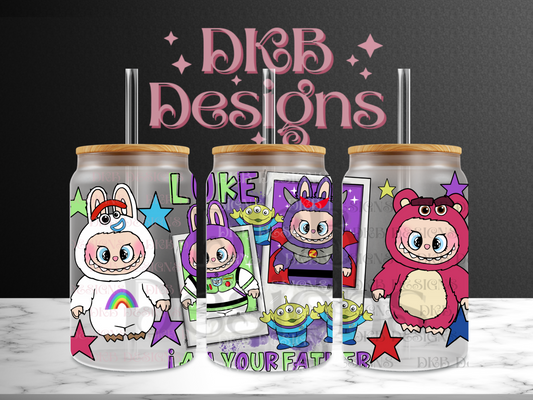 Monsters 16oz glass can UV DTF