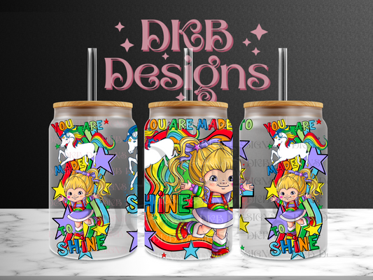 Made to shine 16oz glass can UV DTF