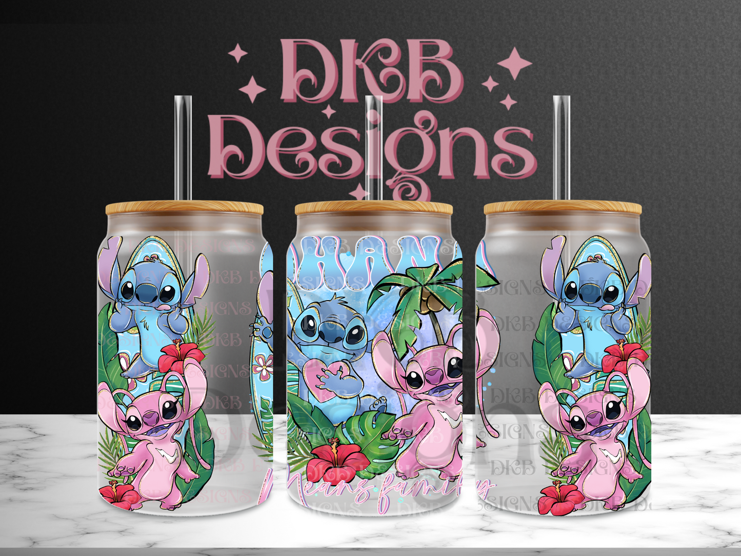 Family 16oz glass can UV DTF