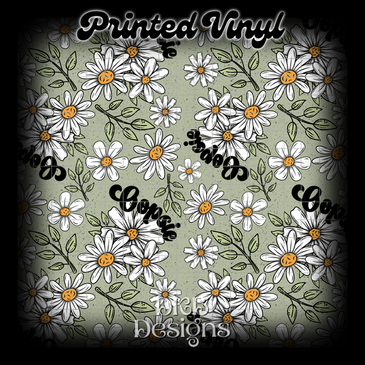 Oopsie daisies black Printed Vinyl