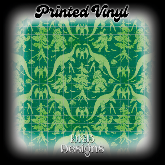 Cryptids green Printed Vinyl