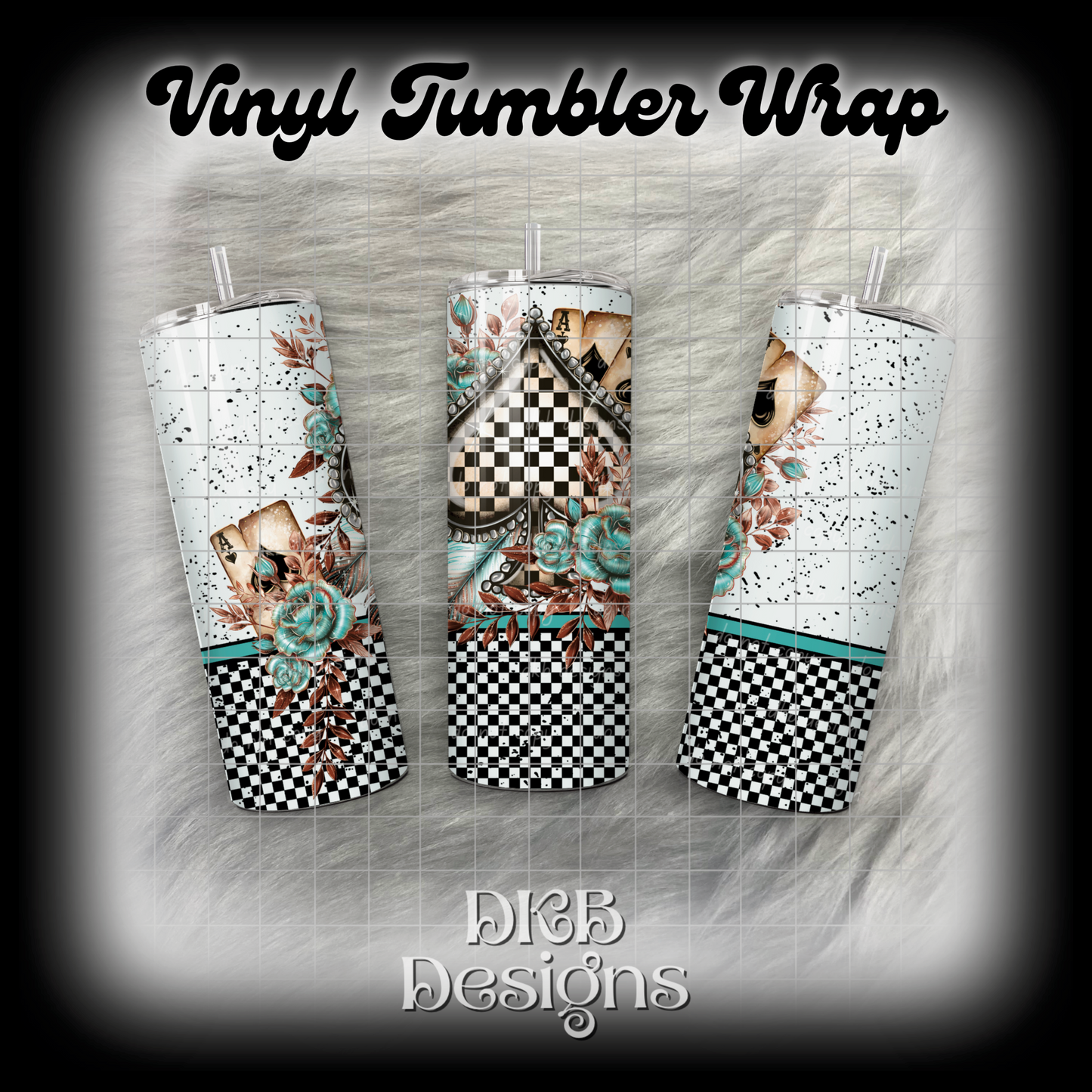 Checker spade vinyl tumbler wrap