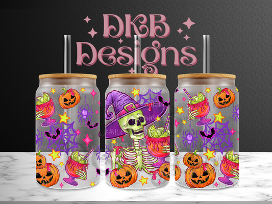 Midnight margaritas 16oz glass can UV DTF