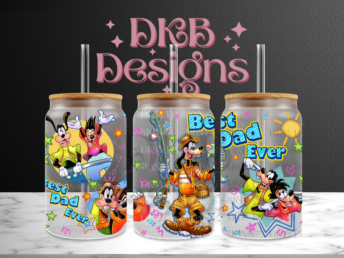 Best dad 16oz glass can UV DTF