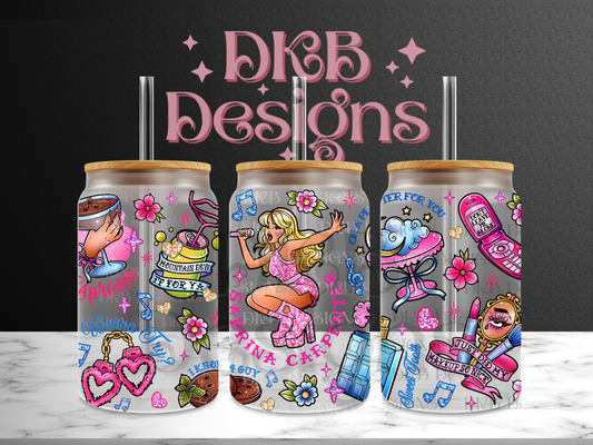 Sabrina 16oz glass can UV DTF