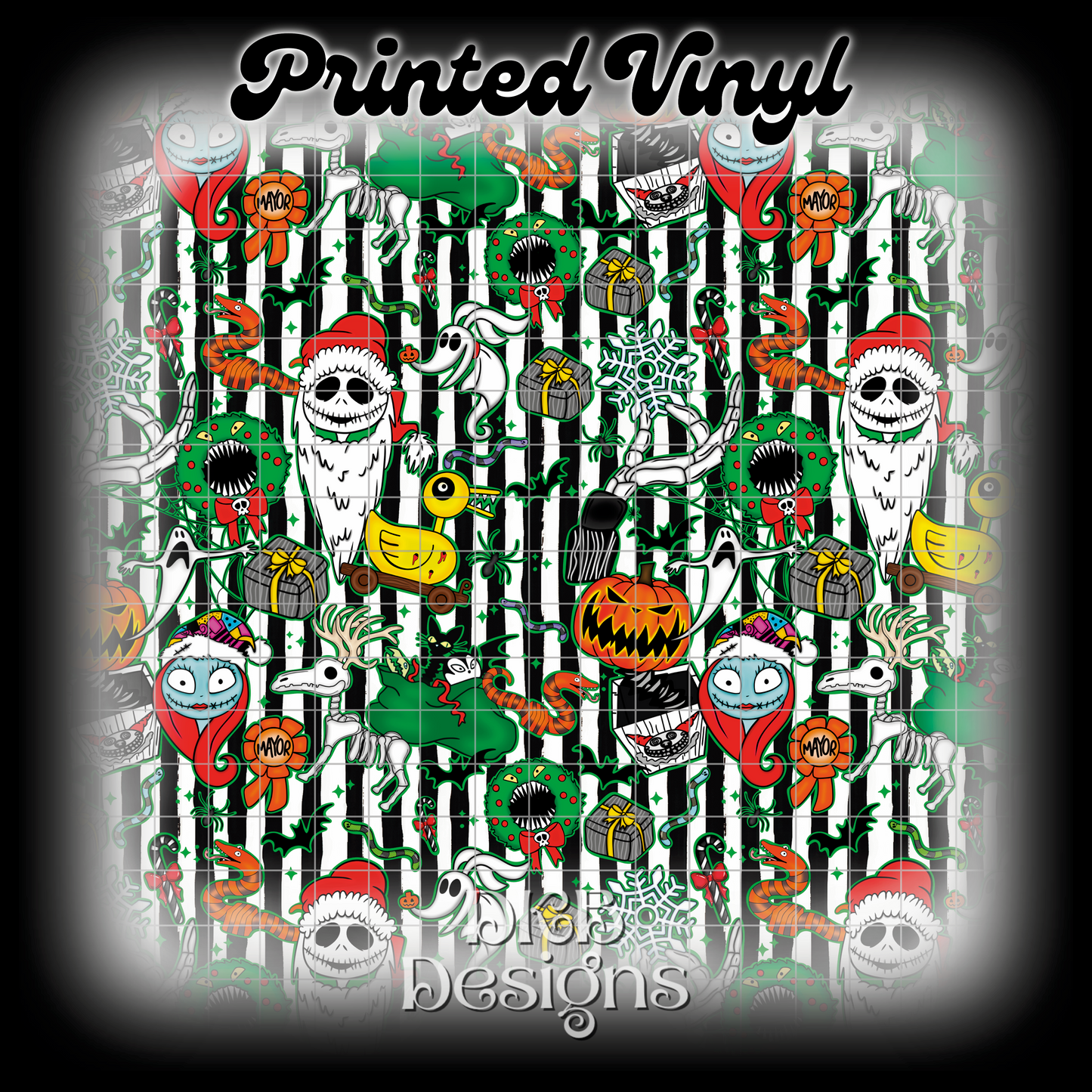 Nightmare collage striped Printed Vinyl