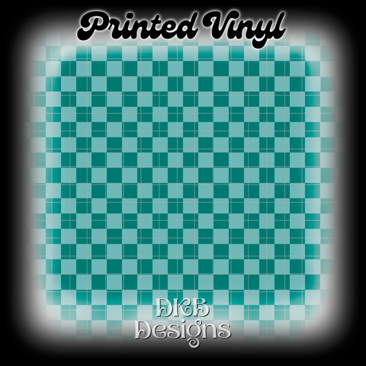 Turquoise checker Printed Vinyl