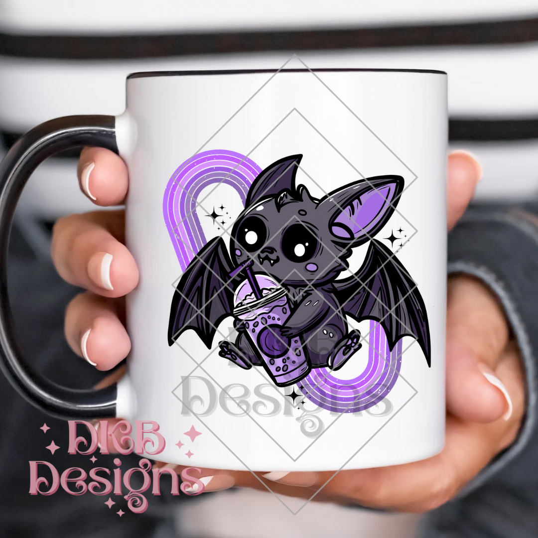 Purple Batty coffee UV DTF