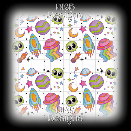 Rainbow space 11” x 11” UV DTF sheet