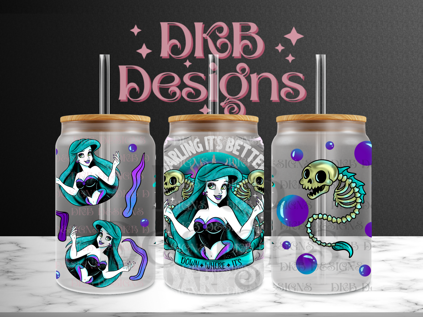 Down where it’s dark 16oz glass can UV DTF