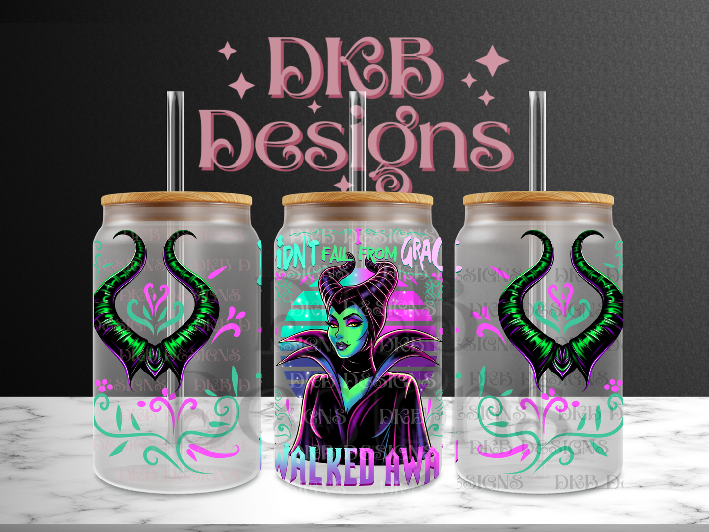 I walked away 16oz glass can UV DTF