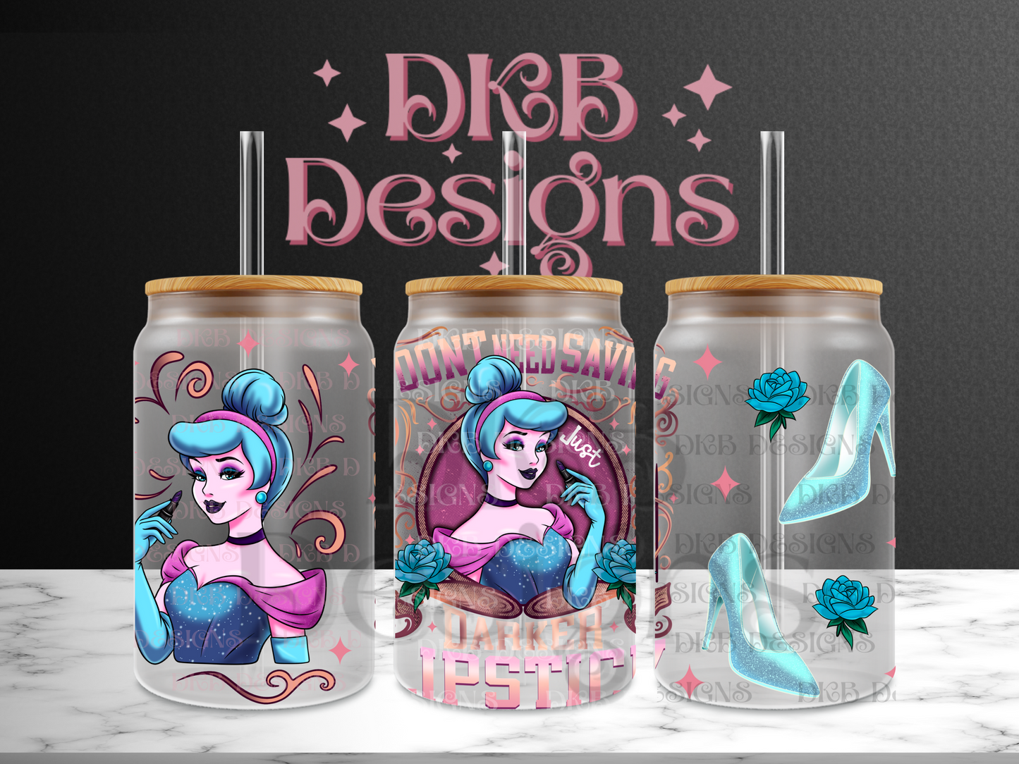 Darker lipstick 16oz glass can UV DTF