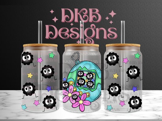 Soot Tamagotchi 16oz glass can UV DTF