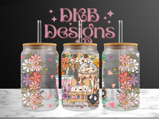 Cafe Totoro 16oz glass can UV DTF