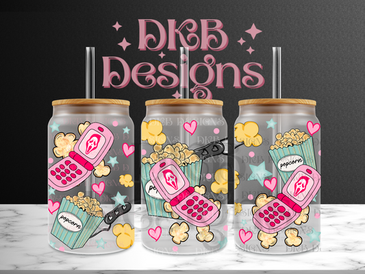 Killer Popcorn 16oz glass can UV DTF