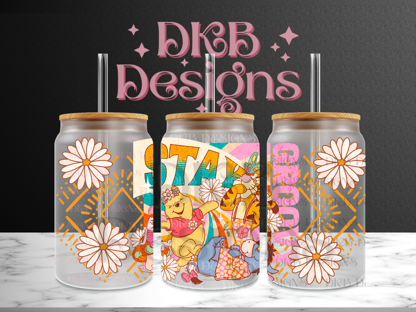 Stay groovy 16oz glass can UV DTF