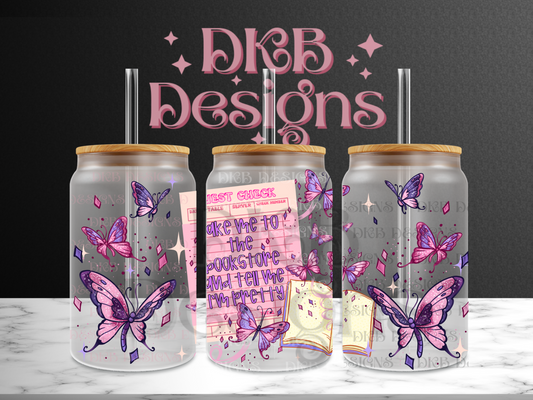 Bookstore 16oz glass can UV DTF