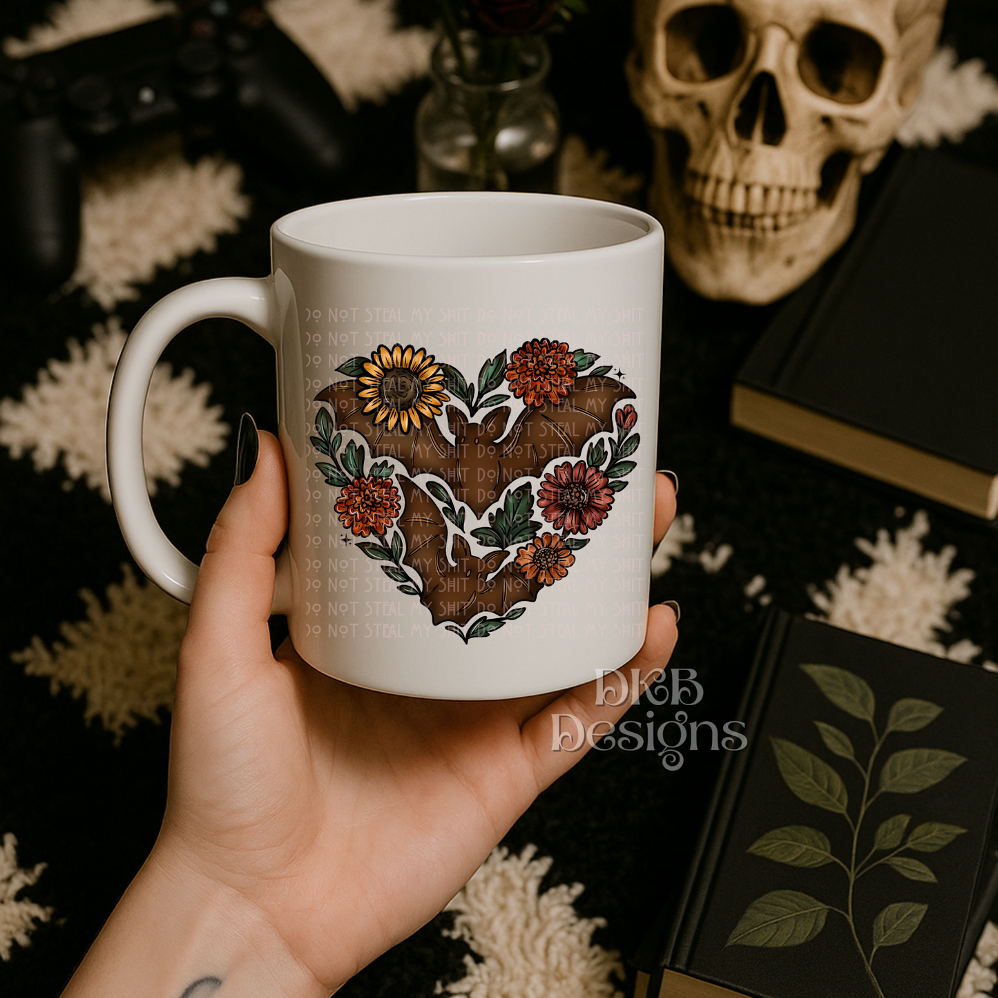 Fall bat heart UV DTF