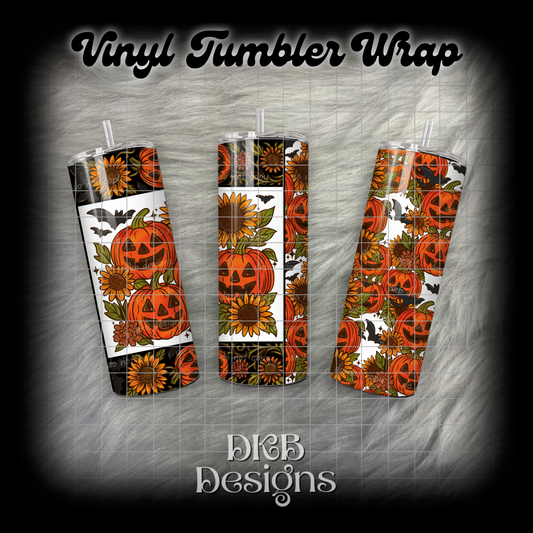 Pumpkins and sunflowers vinyl tumbler wrap