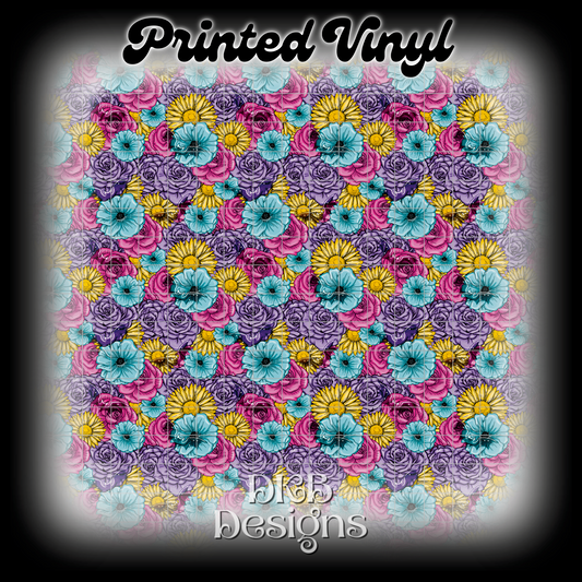 Spring floral with bats Printed Vinyl