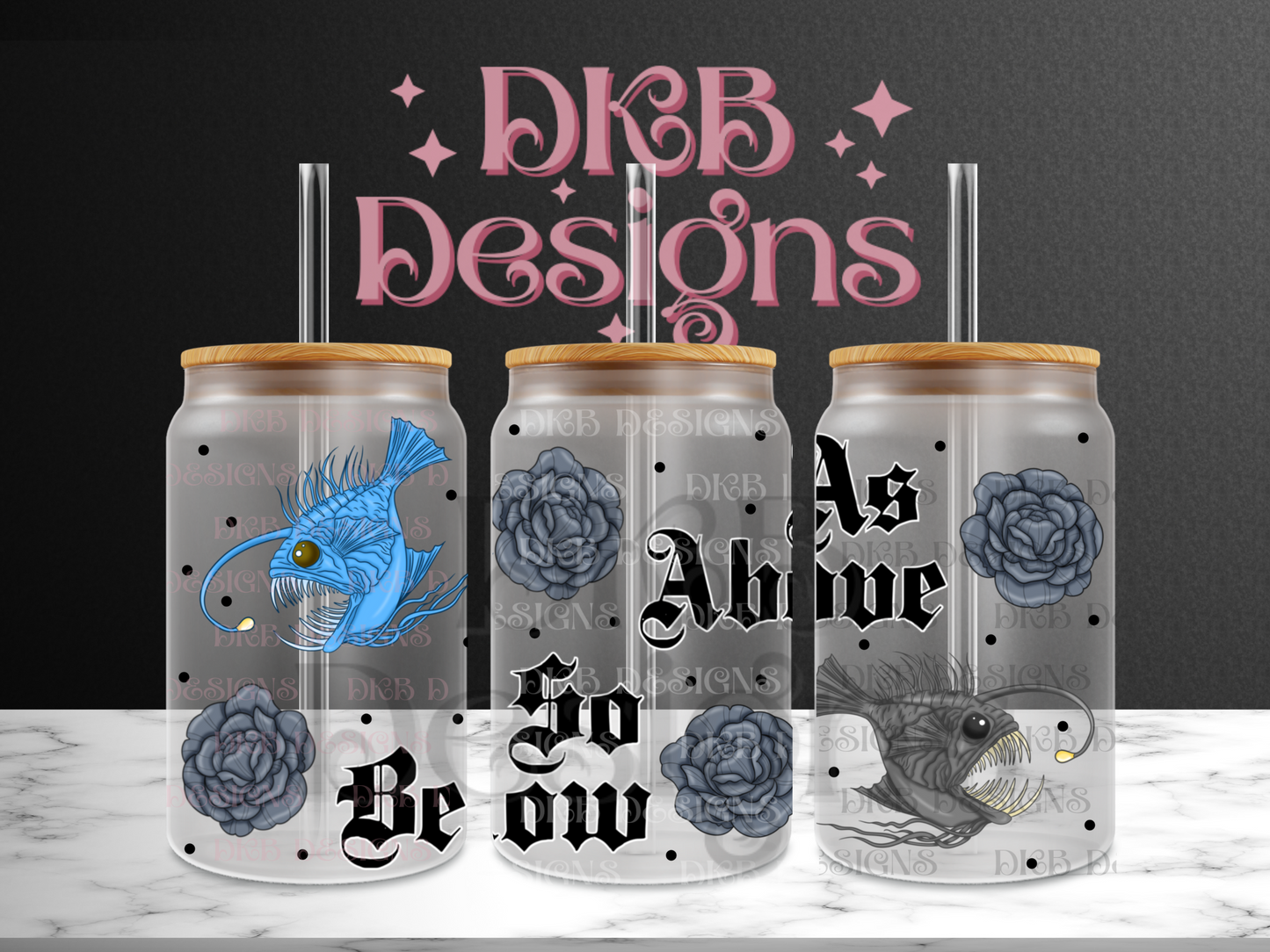 As above so below 16oz glass can UV DTF