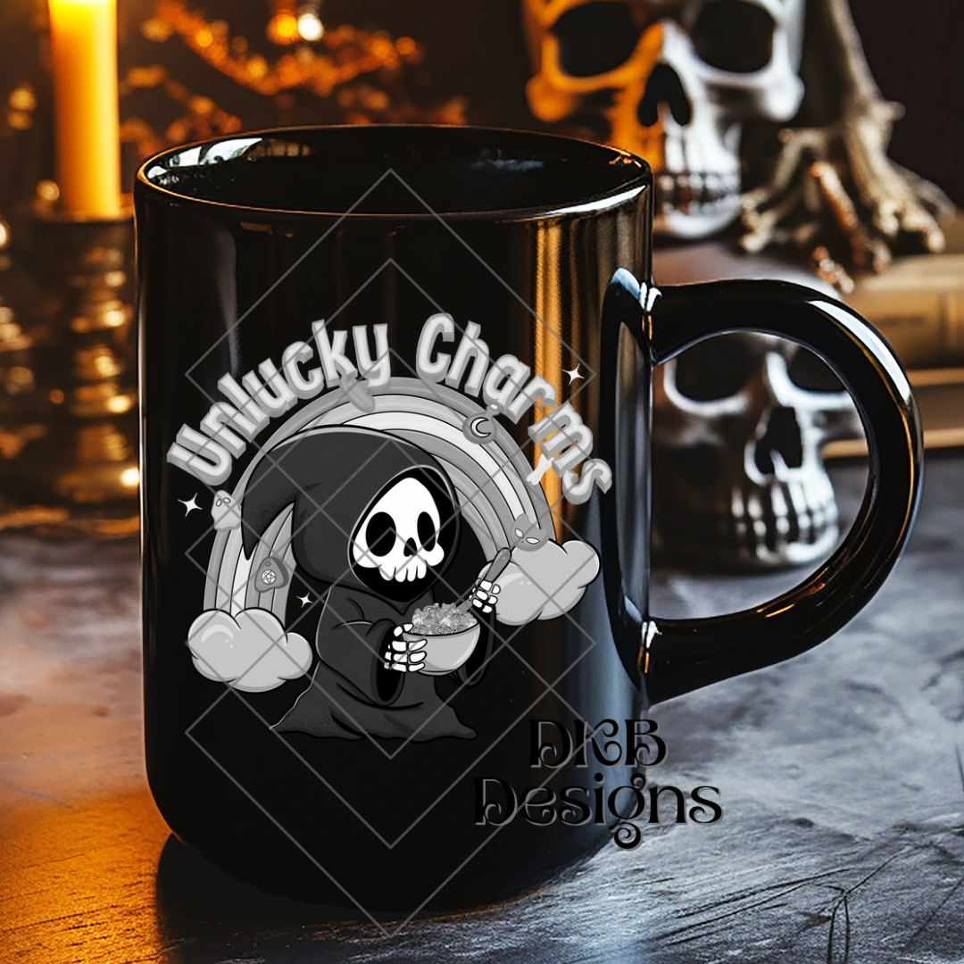 Unlucky charms monochrome UV DTF