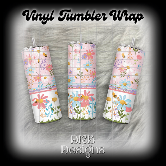 Spring bees vinyl tumbler wrap