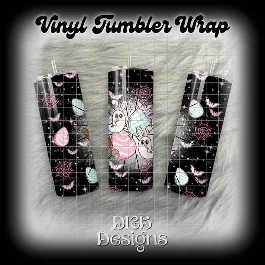 Ghost bunny painting vinyl tumbler wrap