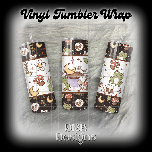 Cottagecore frog tea vinyl tumbler wrap