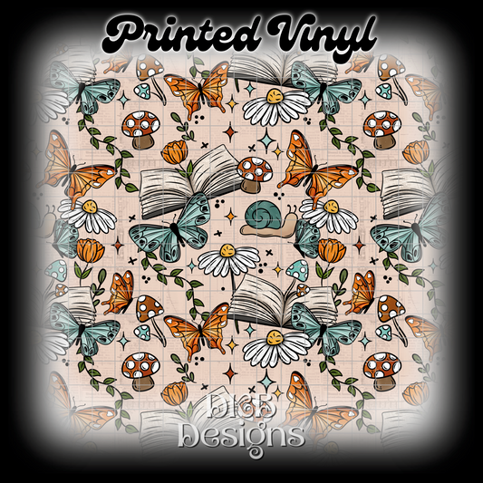 Cottagecore book Printed Vinyl