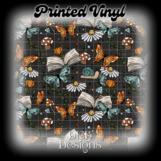 Cottagecore book dark Printed Vinyl