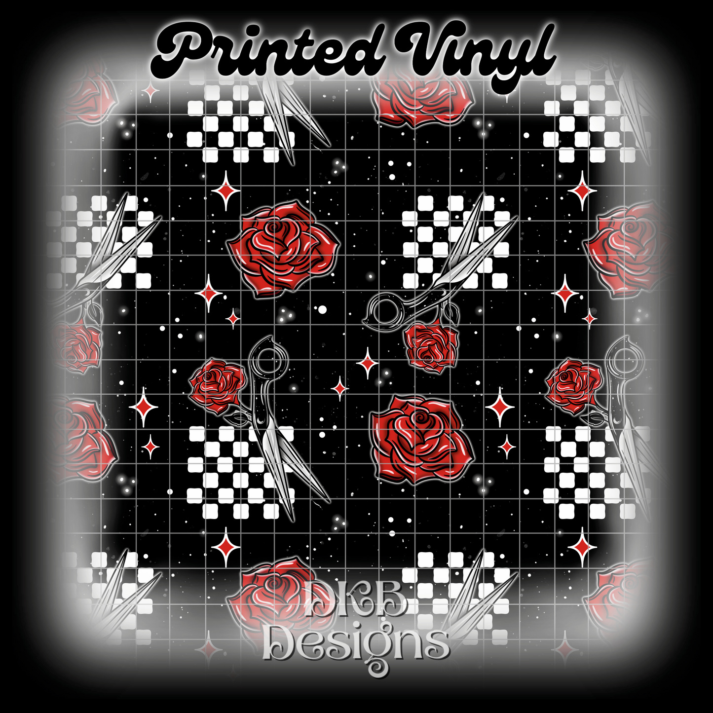 Rose scissors Printed Vinyl