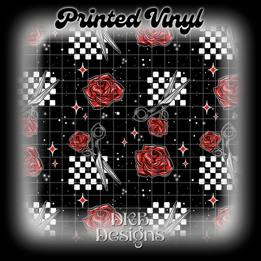 Rose scissors Printed Vinyl
