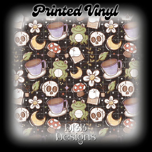 Cottagecore frog tea Printed Vinyl