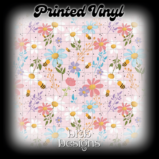 Spring bees pink Printed Vinyl