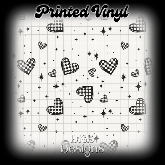 Checker hearts Printed Vinyl