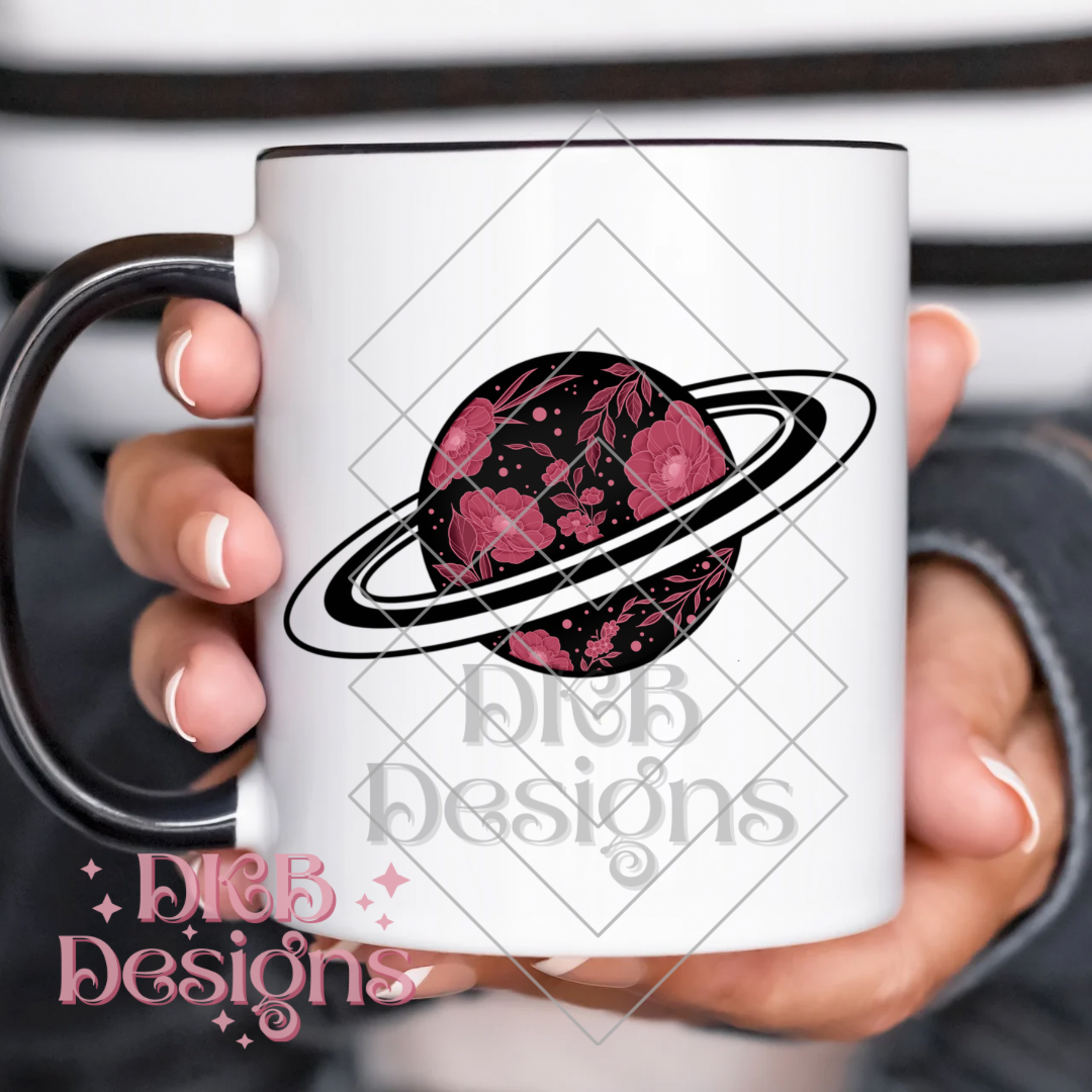 Pink floral planet UV DTF