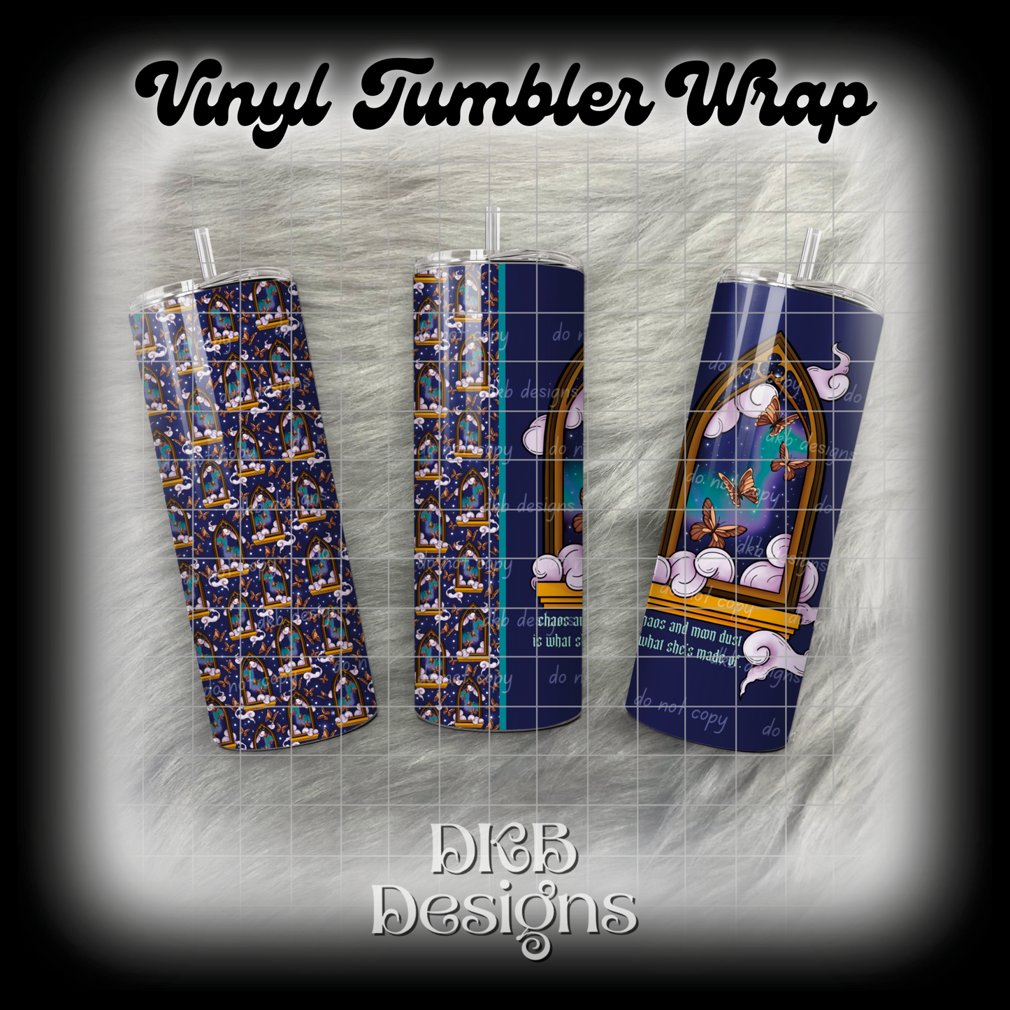 Chaos and moon dust vinyl tumbler wrap