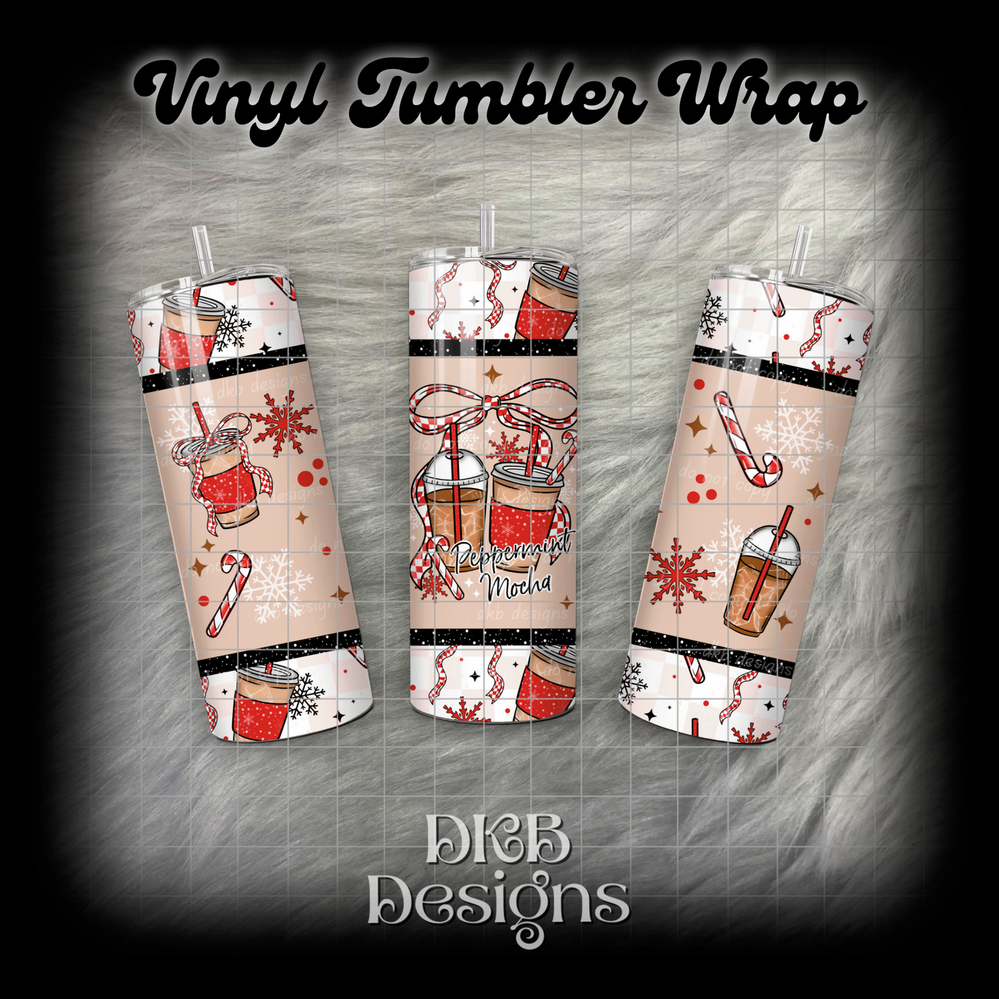 Peppermint mocha vinyl tumbler wrap