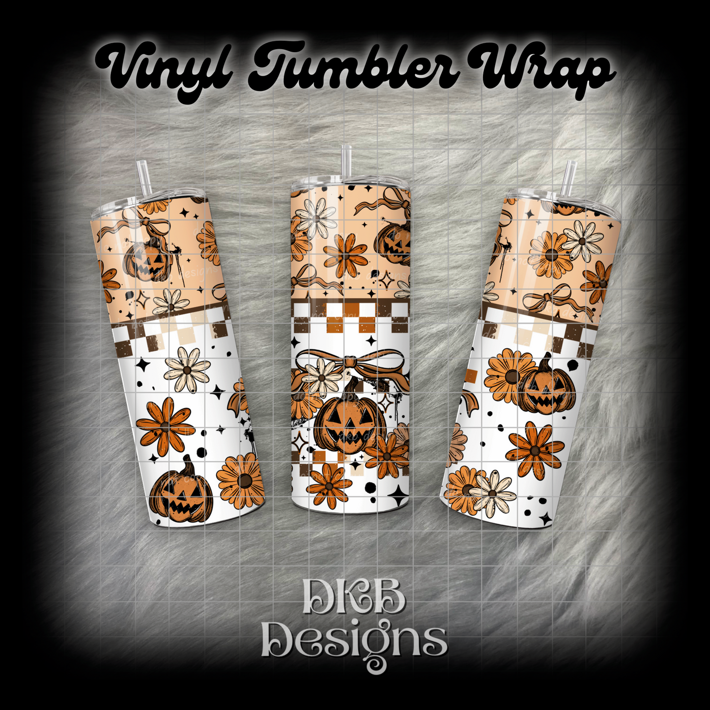 Pumpkin florals vinyl tumbler wrap