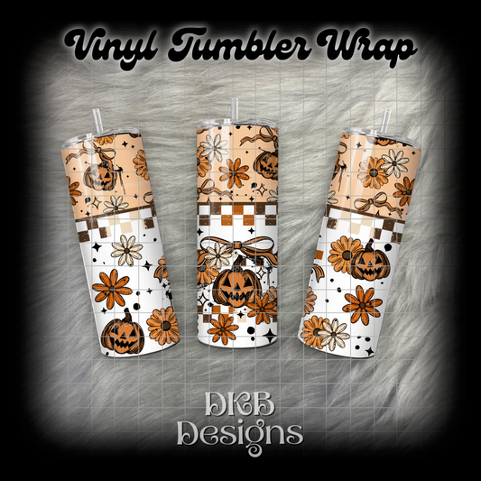 Pumpkin florals vinyl tumbler wrap