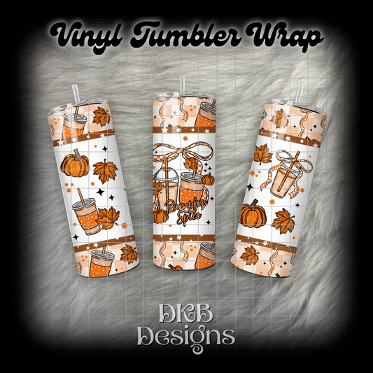 Pumpkin spice vinyl tumbler wrap