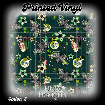 Magical Moths Green Printed Vinyl