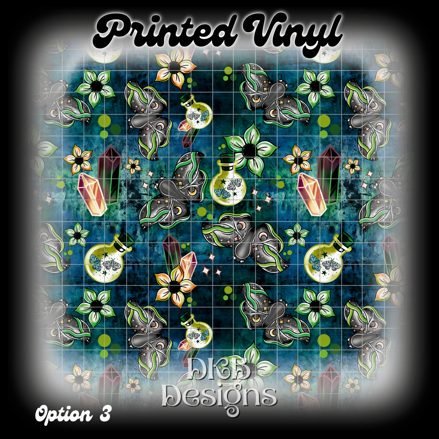 Magical Moths Green Printed Vinyl