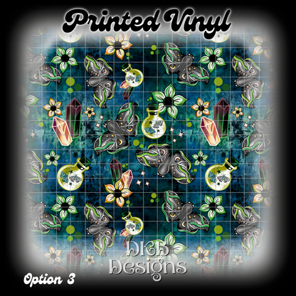 Magical Moths Green Printed Vinyl