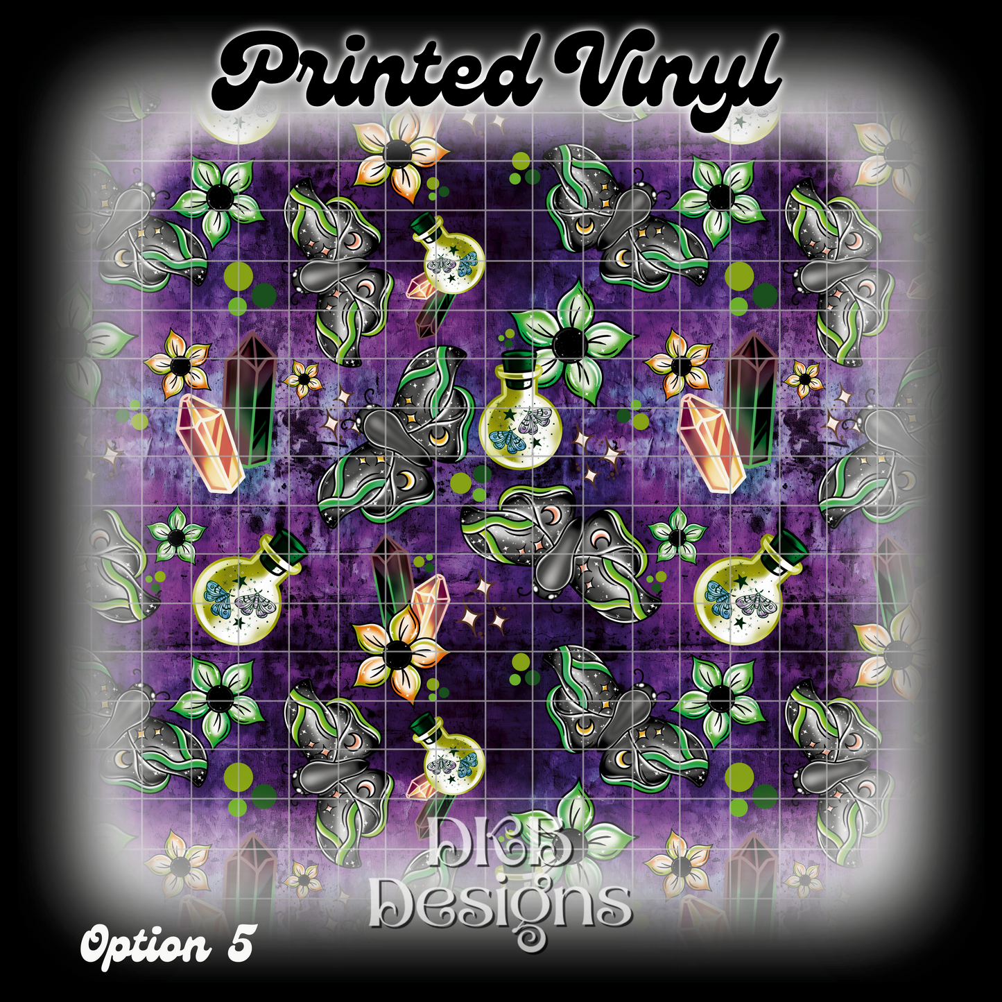 Magical Moths Green Printed Vinyl